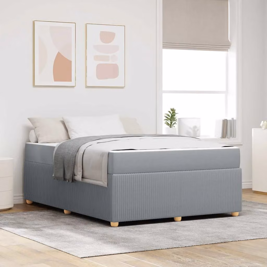 Struttura del letto imbottita vidaXL in tessuto grigio, L 140 cm x P 200 cm – 1
