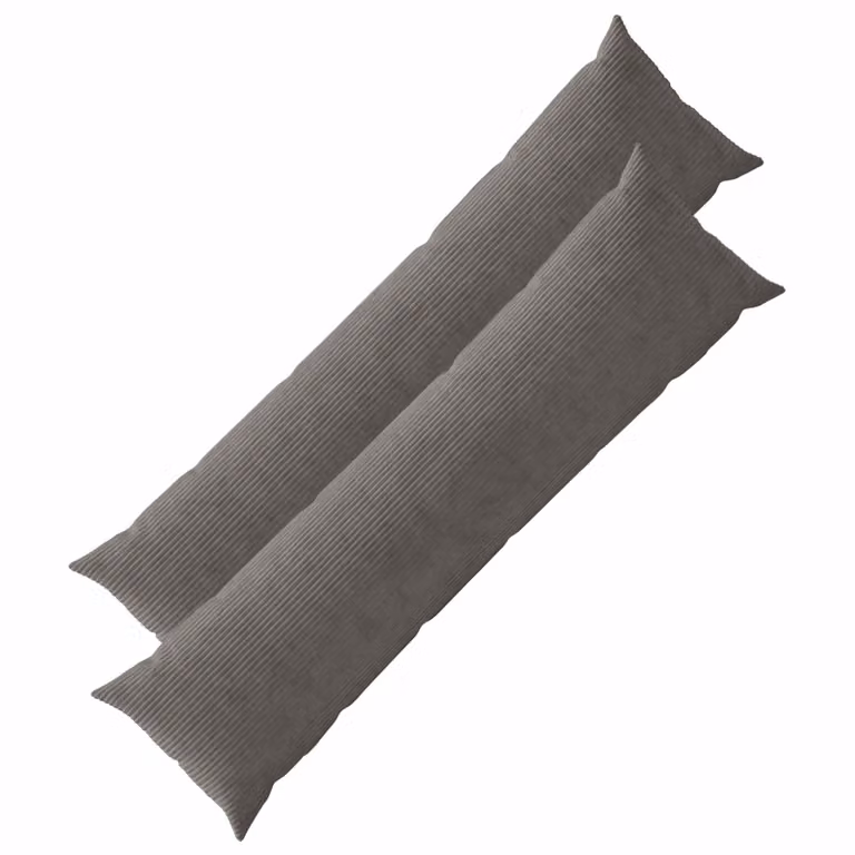 Set di 2 federe vidaXL HEERLEN in velluto a coste, Grigio, L 145 x P 40 cm