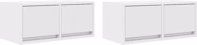 Set di 2 mobili porta TV a parete salvaspazio 60 x 31 x 25 cm design pratico legno composito bianco 02_0051672