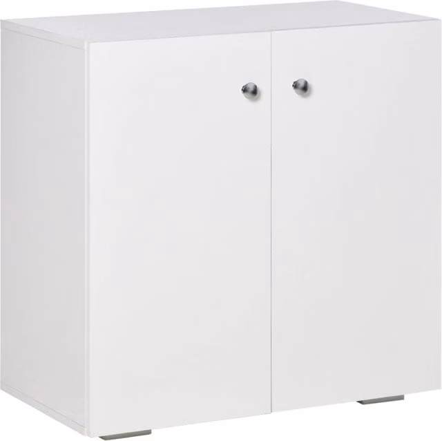 Armadio Minimal con 2 Ante Battenti e Ripiani Bianco L: 70 cm, P: 39 cm, H: 70 cm