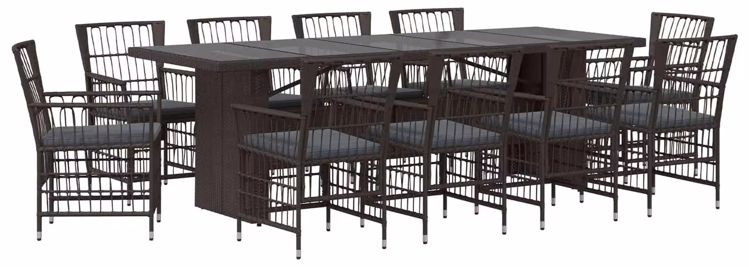 Set da esterno per 11 persone, in rattan sintetico nero