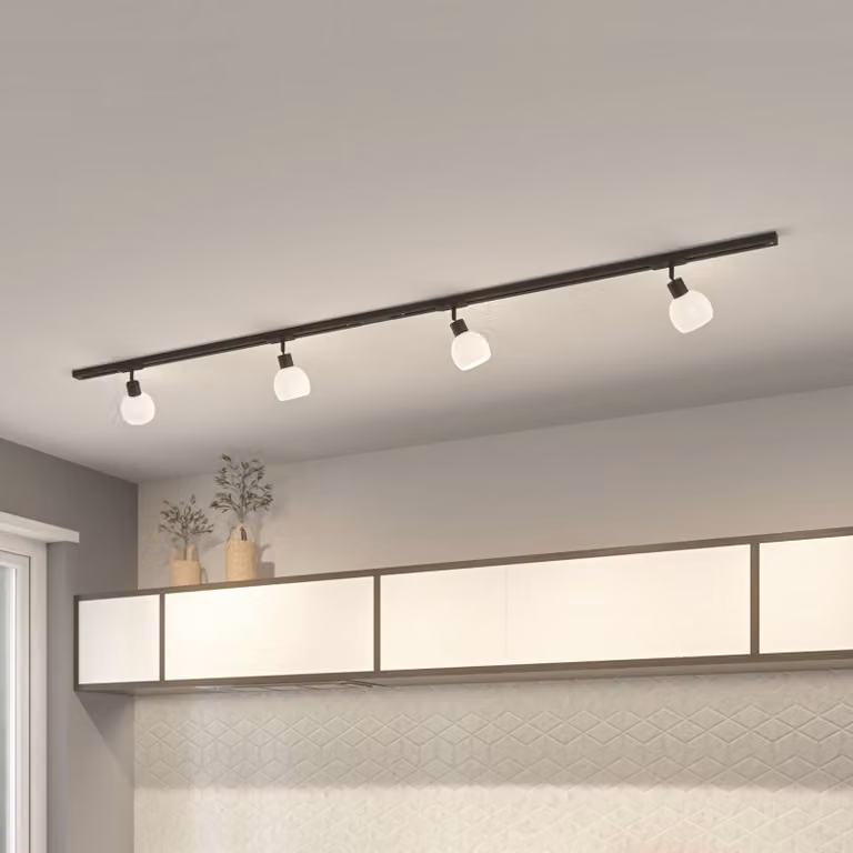 Sistema binario monofase Lindby, E14, a 4 luci, nero Linaro dimmerabile, Nero, Soggiorno / Sala da pranzo, Metallo, Moderno