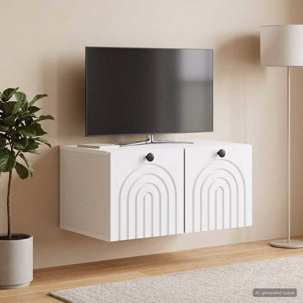 vidaXL Mobile Porta TV da Muro Bianco Moderno L: 59,5 cm, P: 41 cm, H: 30 cm