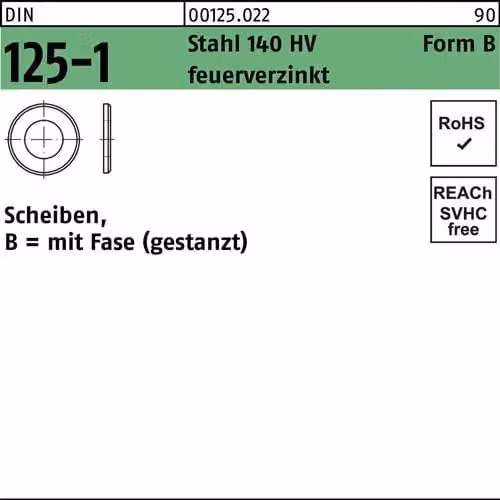 Dischi Reyher DIN 125 St. 140 HV B 17 tZn 001250220170000 (250 pezzi)