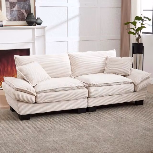 Divano doppio con coperta - Xylo - beige, cuscino, per studio/soggiorno