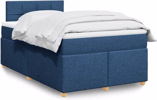Letto Ibrido vidaXL con Materasso Blu e Bianco in Tessuto, L/P: 120 x 200 cm