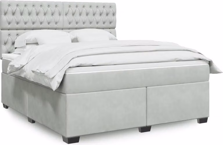 Maison Exclusive - Giroletto a Molle con Materasso Grigio Chiaro 180x200cm Velluto