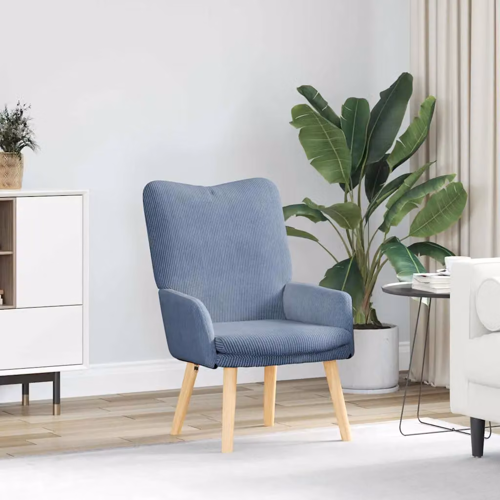 Poltrona moderna vidaXL in tessuto blu con braccioli, L: 63 cm, P: 67 cm, H: 94 cm