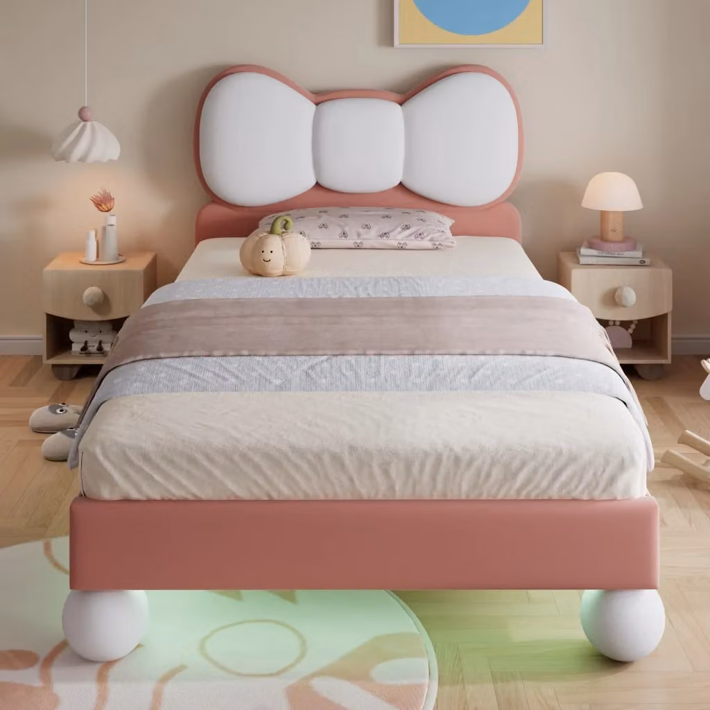 Letto imbottito KOMHTOM in velluto per bambini, moderno, L/P/H: 208 x 90 x 94,5 cm – 2