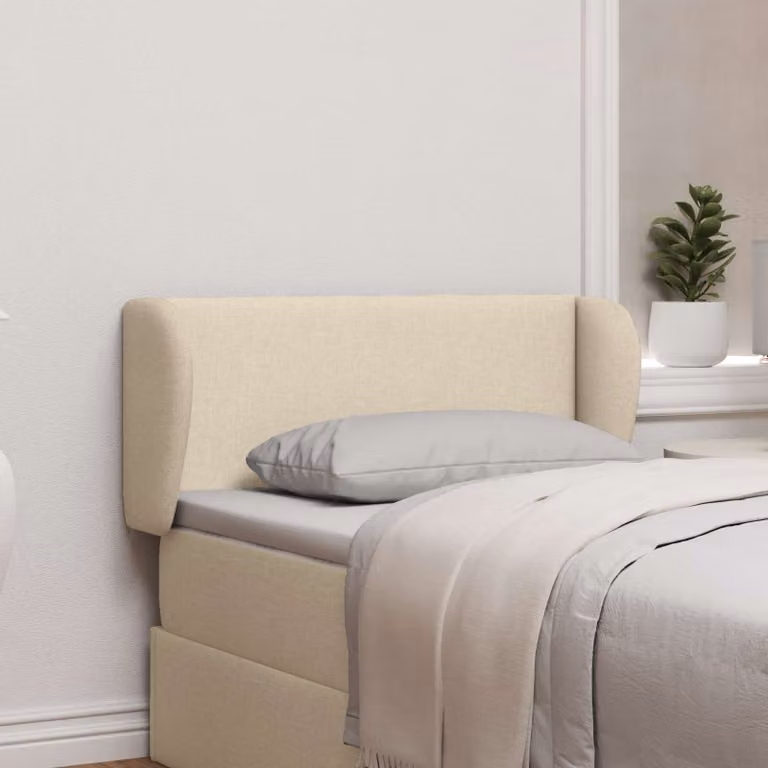 Testata del letto imbottita moderna vidaXL in tessuto beige con struttura in legno e pannello imbottito L/P/H: 105 x 40 x 23 cm