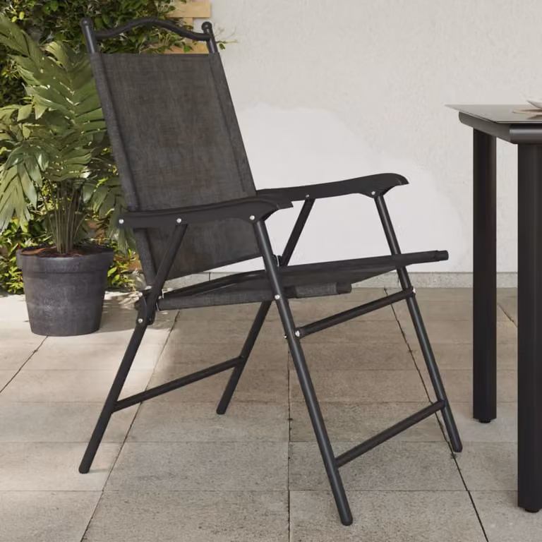 Set di 4 sedie pieghevoli vidaXL in acciaio e textilene grigio melange con braccioli per giardino e terrazza