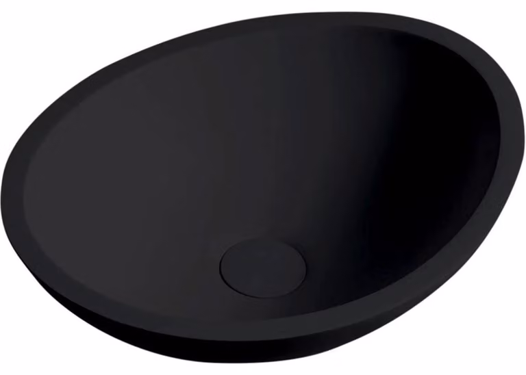 CERANO - Lavabo in marmo sinterizzato Zara - da appoggio - nero opaco - 42x34 cm