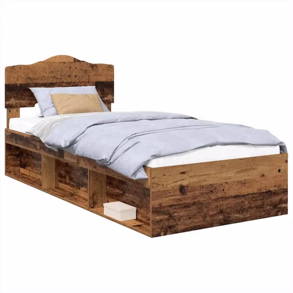 Struttura letto moderno vidaXL in pino massello e legno marrone con cassetti L: 100 cm, P: 200 cm, H: 90 cm – 2