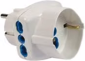Adattatore VERTCAL SYSTEM Bianco con 2 prese 2P+T 10/16A bipasso italiano e 1 presa 2P+T 10/16A pluristand italiano e tedesco 87230