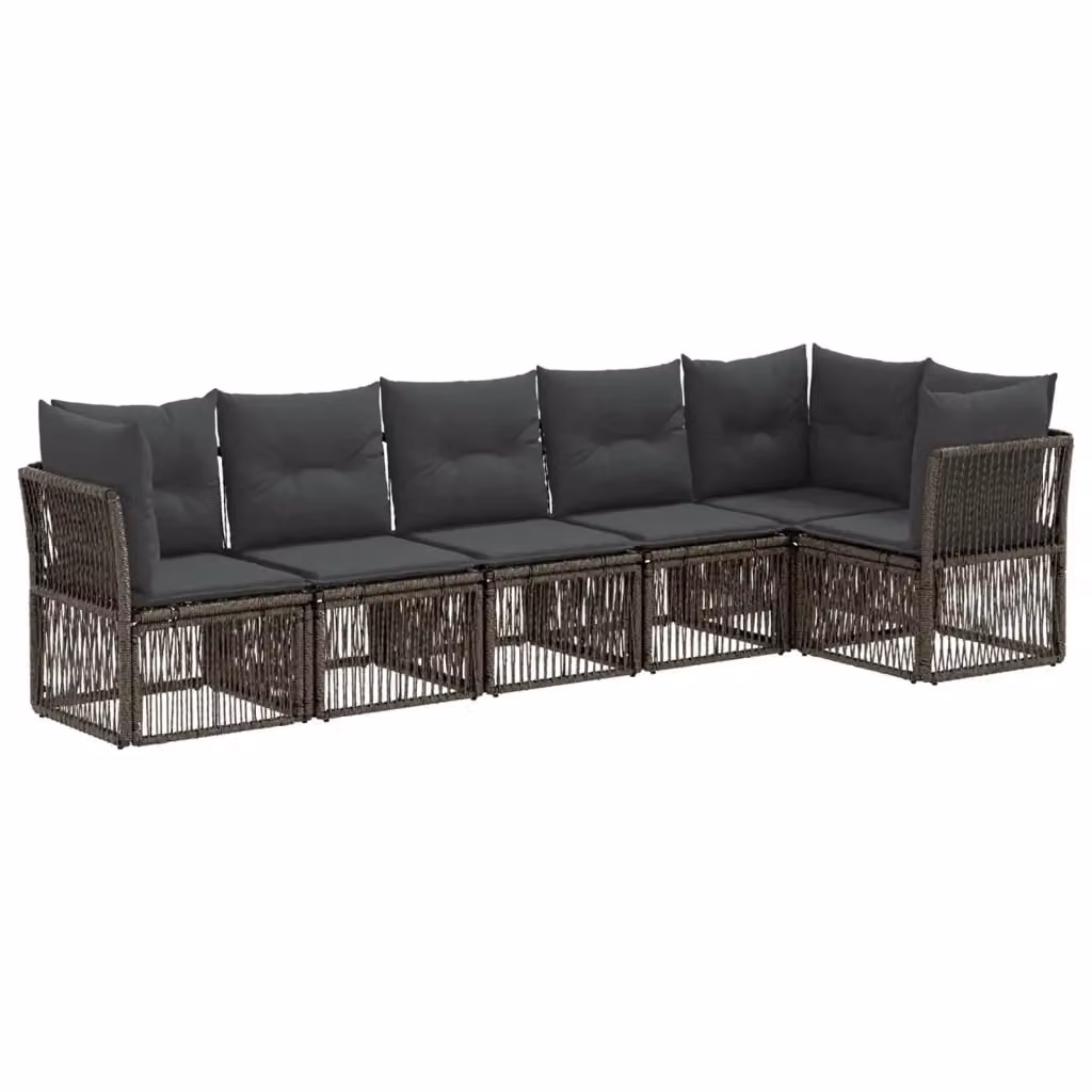 Set Divano da Giardino a L con Poltroncine vidaXL, 6 Pezzi, Grigio, Struttura in Metallo e Polyrattan con Cuscini Inclusi – 2