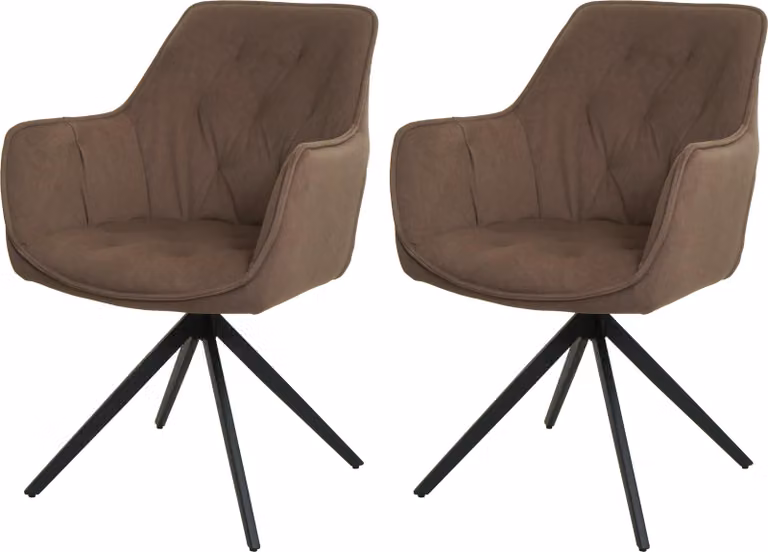 Set di 2 sedie da sala da pranzo | A x L x P 87 x 55 x 60 cm | Altezza seduta 48 cm | Metallo Tessuto/Tessuto | Marrone | Sedia da cucina Sedia imbottita Sedia con braccioli