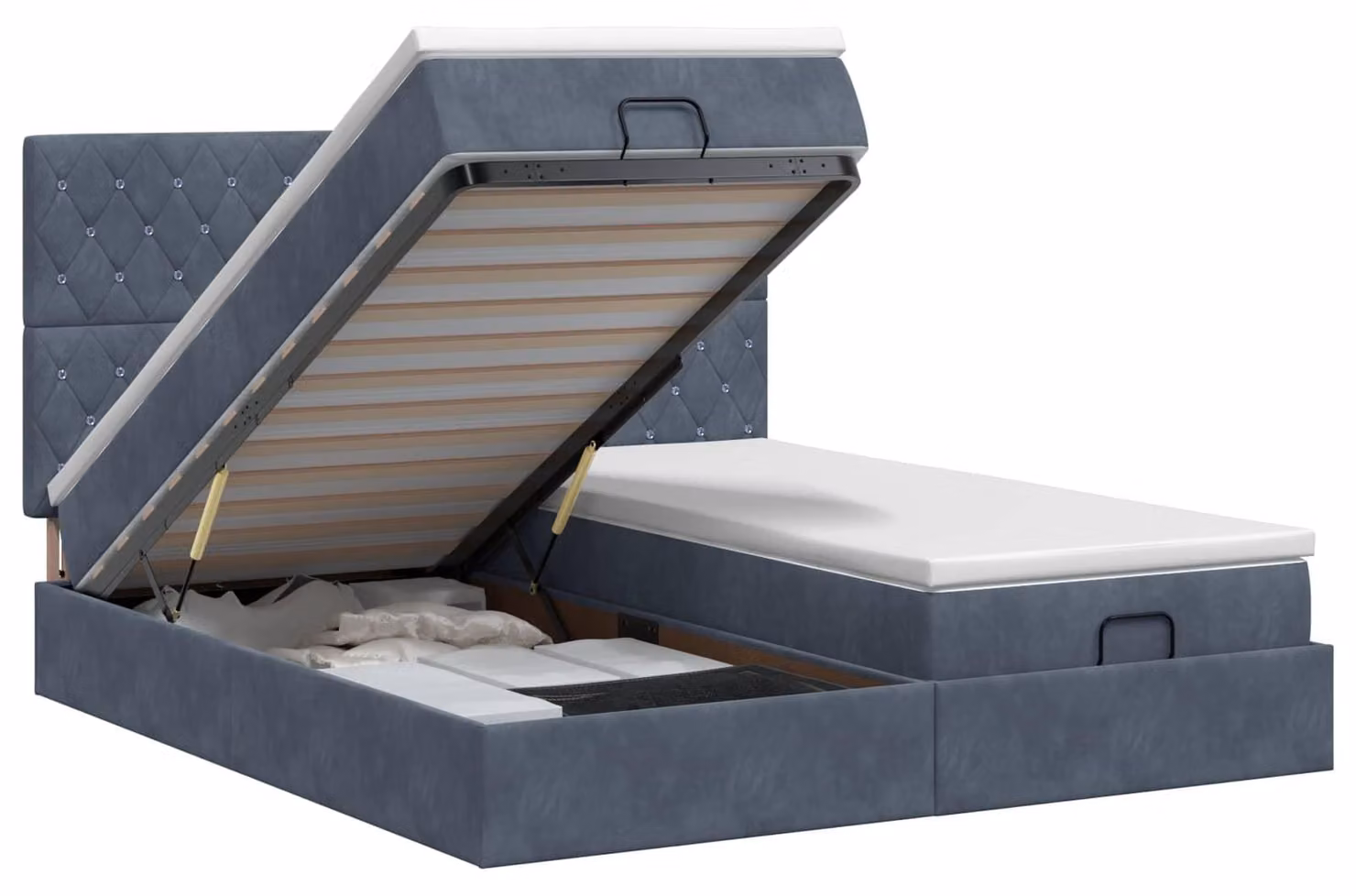 Divano poltrona ottomano con materasso e poggiatesta, 2 pezzi, color grigio scuro, rivestito in velluto