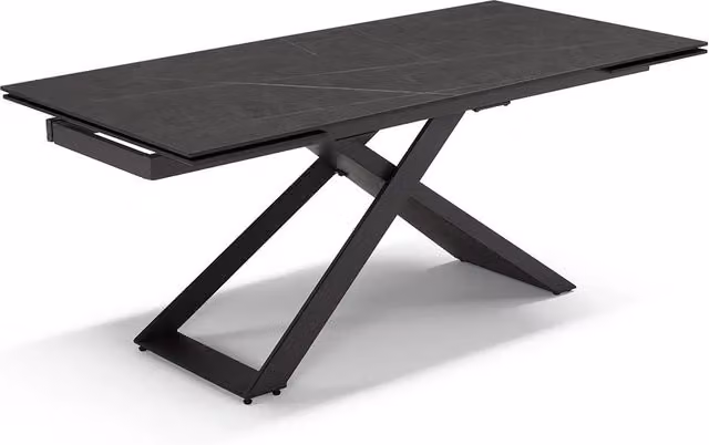 Tavolo da pranzo allungabile HIDRA con top in grès ceramico nero opaco e struttura in metallo, design moderno per cucina e soggiorno – 1