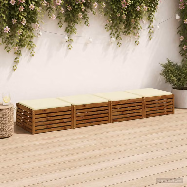Set di 4 cuscini per sedia vidaXL in poliestere beige con rivestimento lavabile e resistente ai raggi UV