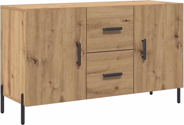 Credenza Buffet in Legno Rovere e MDF Marrone con Dettagli in Metallo Design Moderno L: 100 cm, P: 36 cm, H: 60 cm – 1