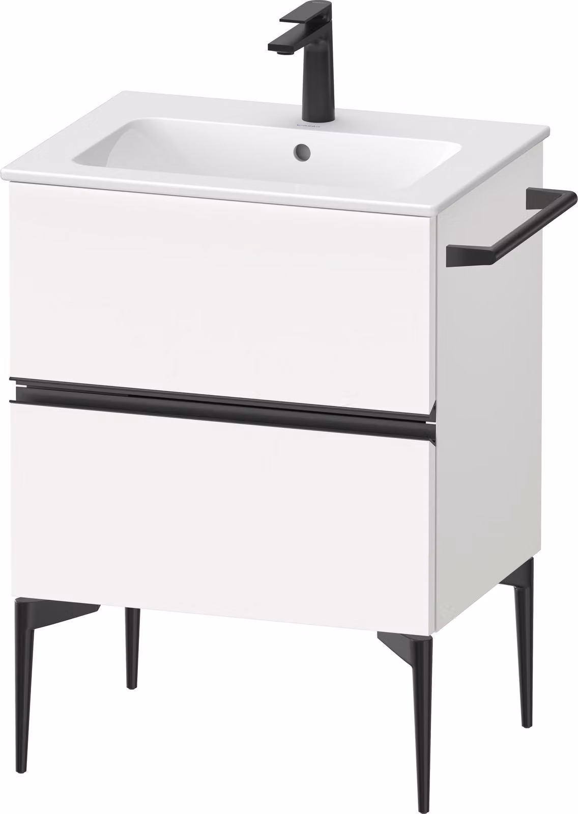 Duravit Sivida Meuble sous-lavabo, 2 tiroirs, poignée encastrée noir diamant mat, 610x477x591mm, pour ME by Starck, SV46430BD180000, SV46430BD180000