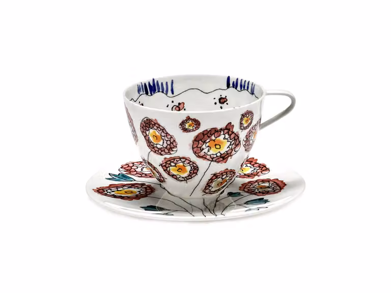 Midnight Flowers Tazza da cappuccino con piattino