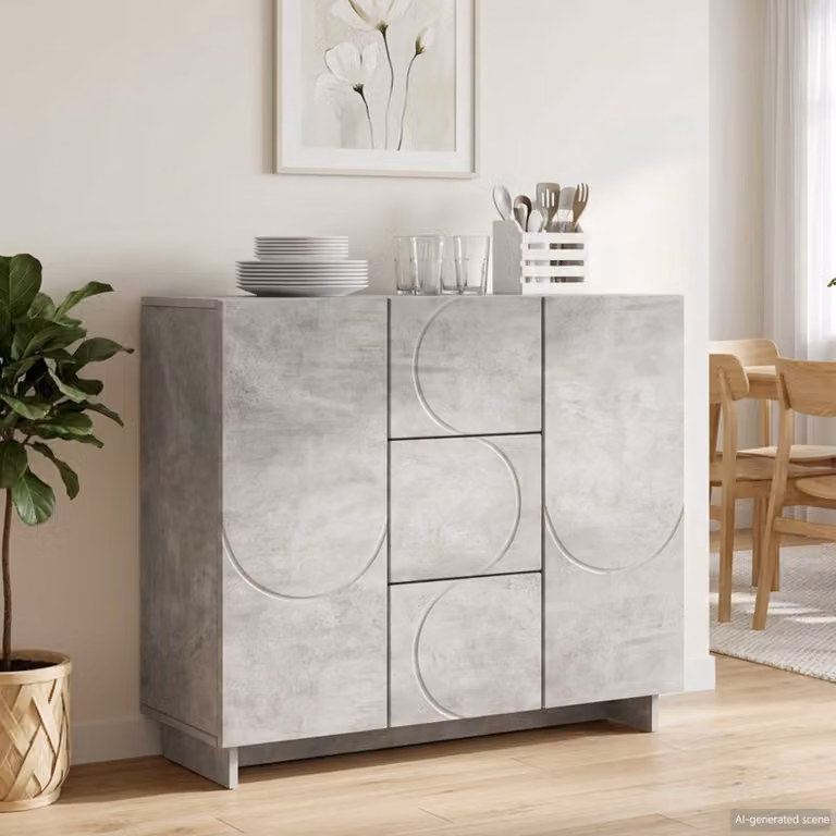 Credenza moderna vidaXL in legno ingegnerizzato MDF, Grigio, L: 85,5 cm, P: 31 cm, H: 75 cm