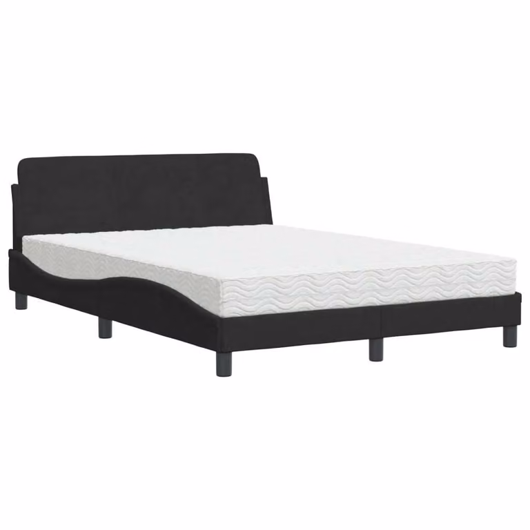 Letto con Materasso Dover Nero 140x200 cm in Velluto