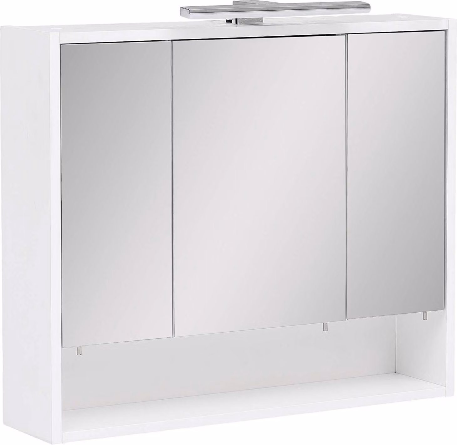 Specchio a 3 ante con illuminazione a LED, dimensioni 70x16x65,6 cm, colore bianco opaco