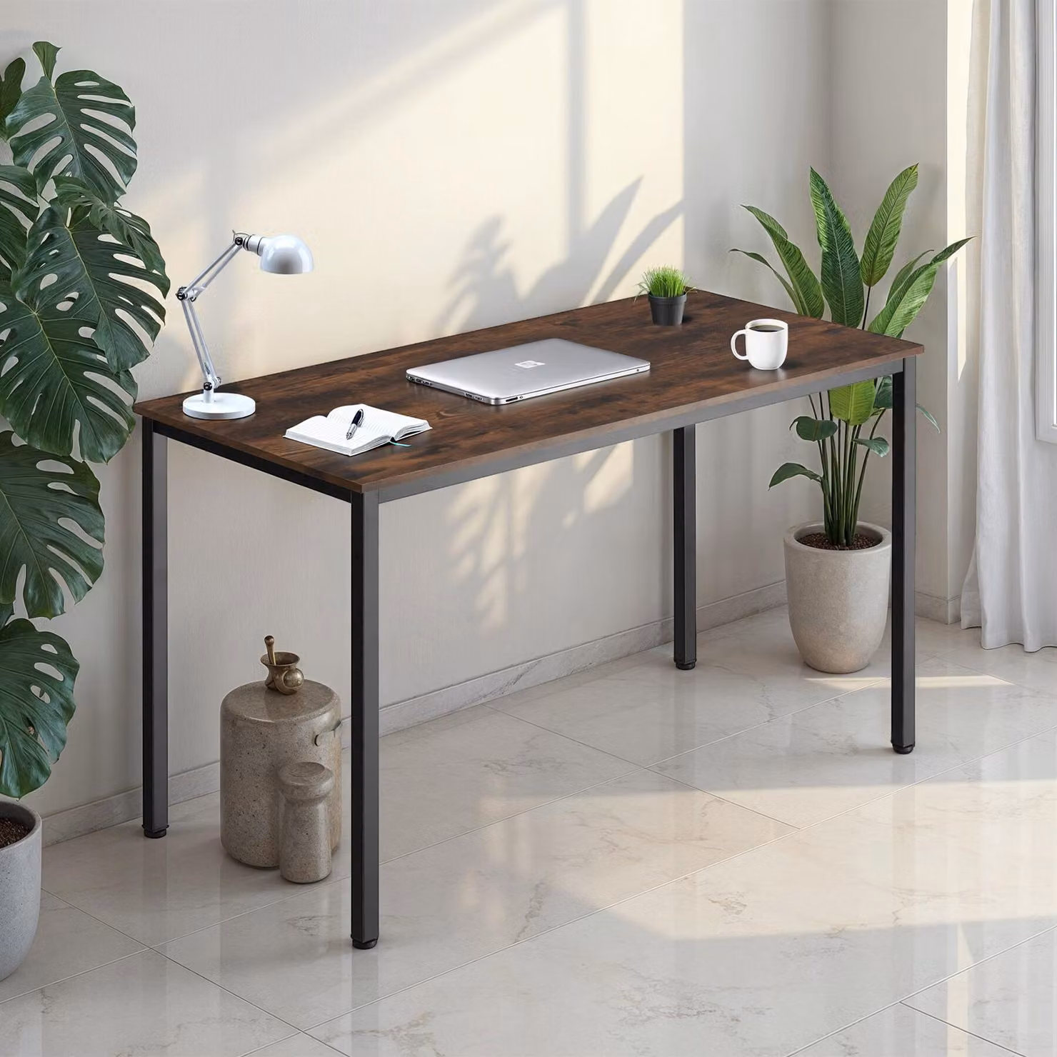 Scrivania da scrittura TecTake GmbH in stile industriale, colore marrone, L: 120 cm, P: 60 cm, H: 75,5 cm – 2