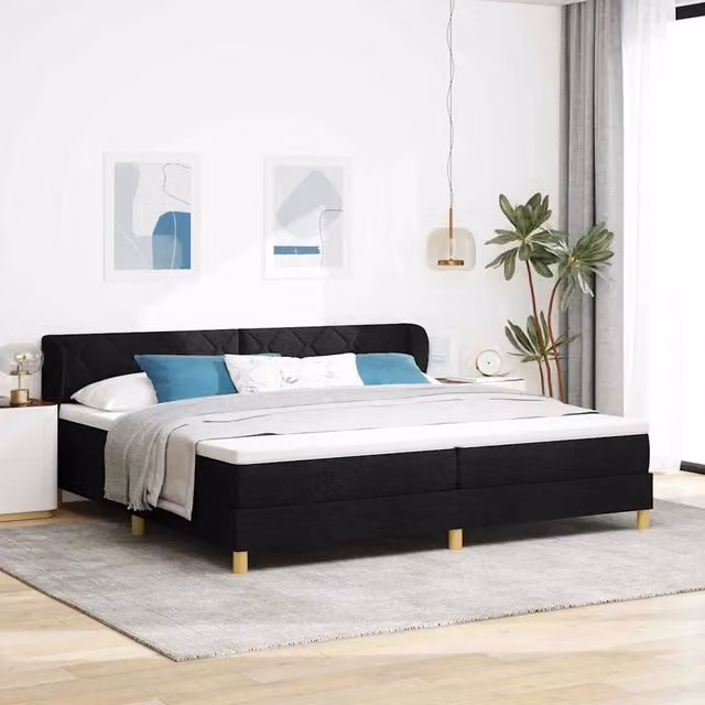Letto a molle con testiera vidaXL in tessuto nero L: 200 cm, P: 200 cm, H: 280 cm