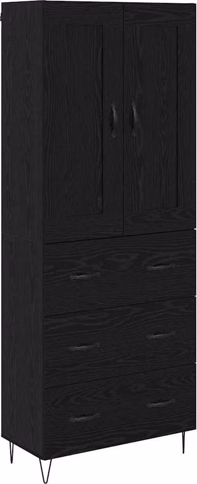 Credenza Rovere Nero 69,5 x 34 x 180 cm Legno multistrato