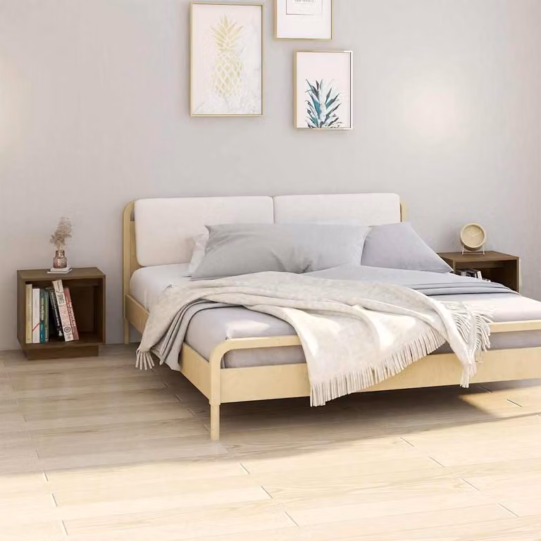 Set di 2 comodini vidaXL in legno massello di pino, colore marrone, L 40 cm x P 30 cm x H 40 cm