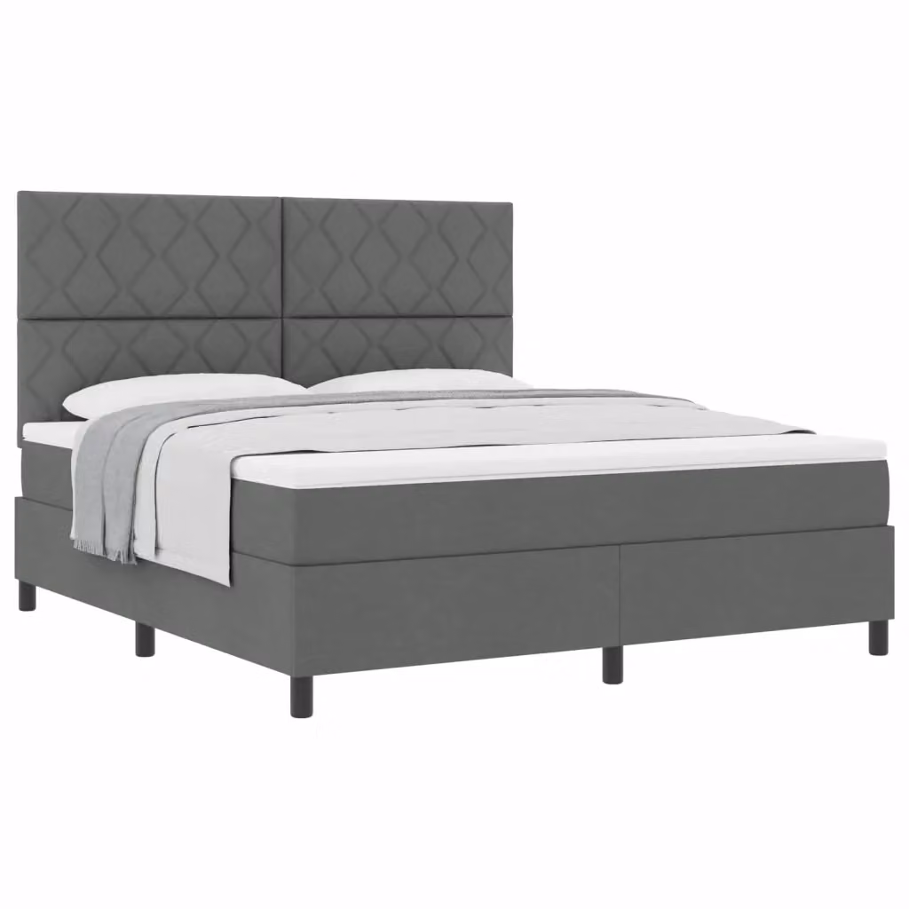Letto a molle con testiera vidaXL in tessuto grigio con molle a tasche L: 180 cm, P: 200 cm, H: 280 cm – 2