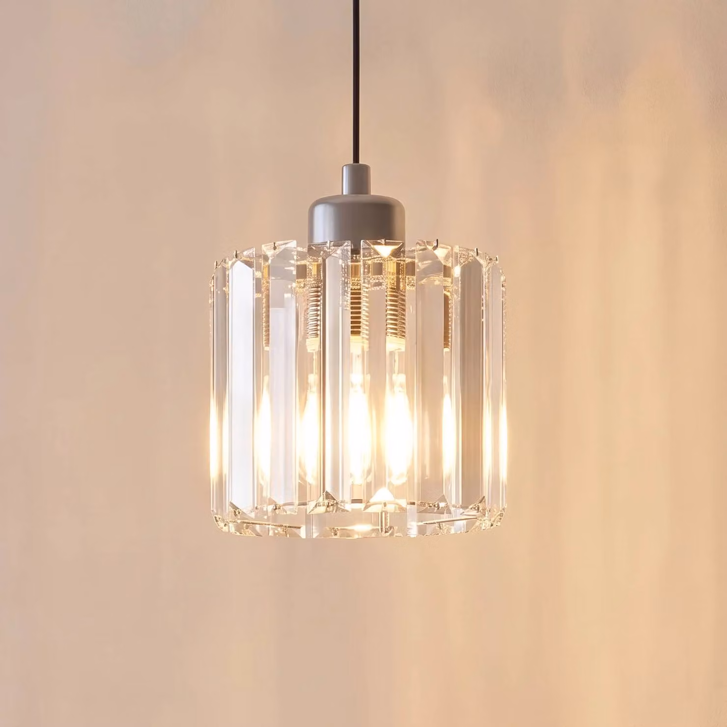 Lampada a sospensione Yakops Opviq, dimmerabile, Cromo / Argento, Soggiorno / Sala da pranzo, Vetro, Lampada a sospensione