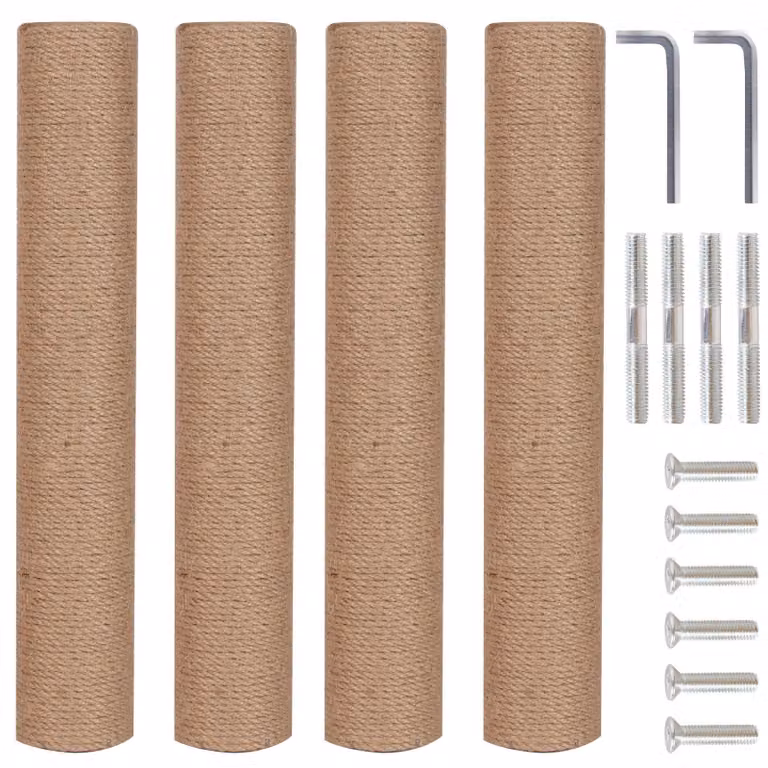 Confezione con 4 pali di ricambio per gatti - Sisal naturale, 40 cm