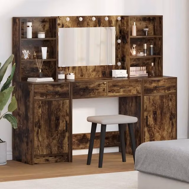 Set da trucco Hollywood con LED vidaXL colore marrone
