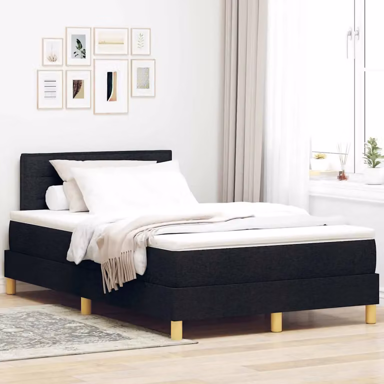 Letto Ibrido vidaXL con Illuminazione LED e Porte USB, Nero, L/P: 120 x 200 cm