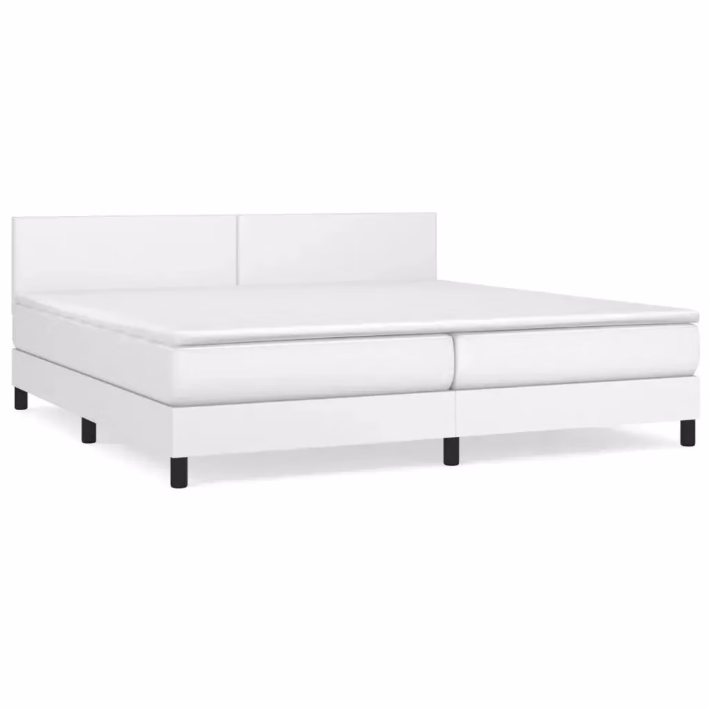 Letto matrimoniale con giroletto a molle e materasso ibrido vidaXL in similpelle bianco L/P/H: 200 x 200 x 88 cm – 2