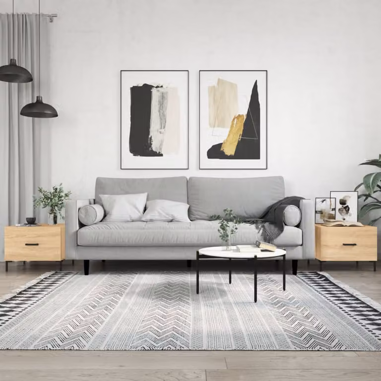 Set di 2 tavolini da salotto vidaXL in legno color rovere, design moderno e quadrato, L/P/H: 50 x 50 x 40 cm