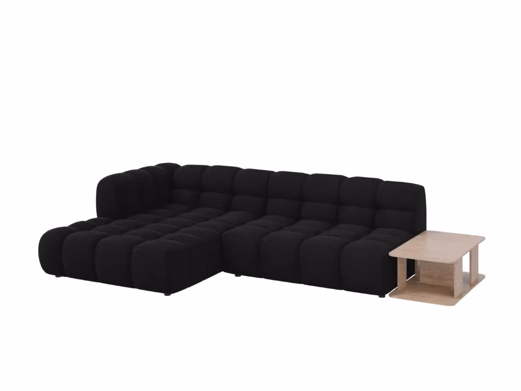 Divano angolare modulare Sky Cosmopolitan Design a 4 posti in velluto nero con orientamento sinistro L/P/H: 297 x 162 x 75 cm – 2