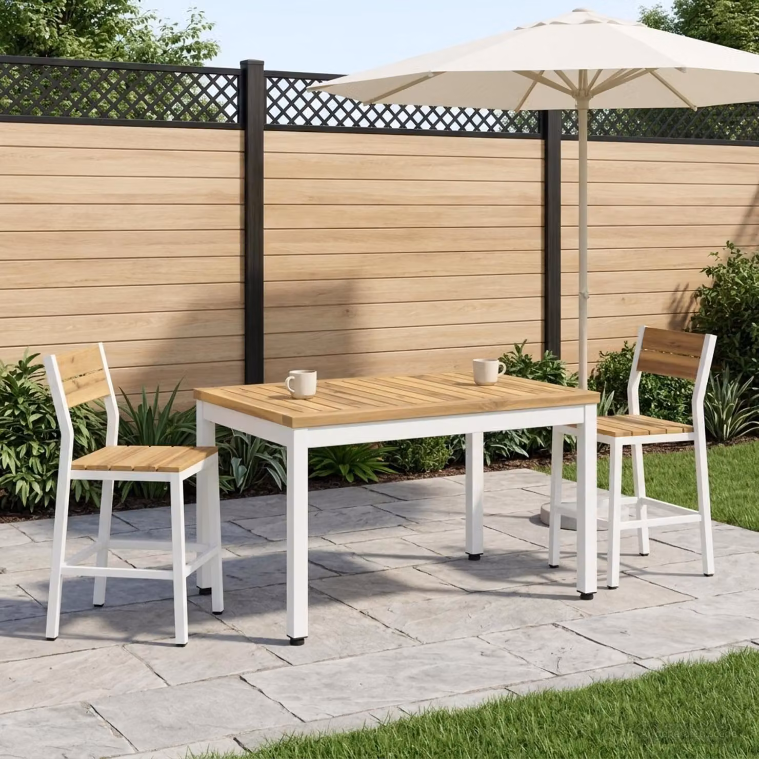 Tavolino da salotto vidaXL in legno di acacia e metallo, stile rustico, Bianco, L: 68,5 cm, P: 49 cm, H: 36 cm