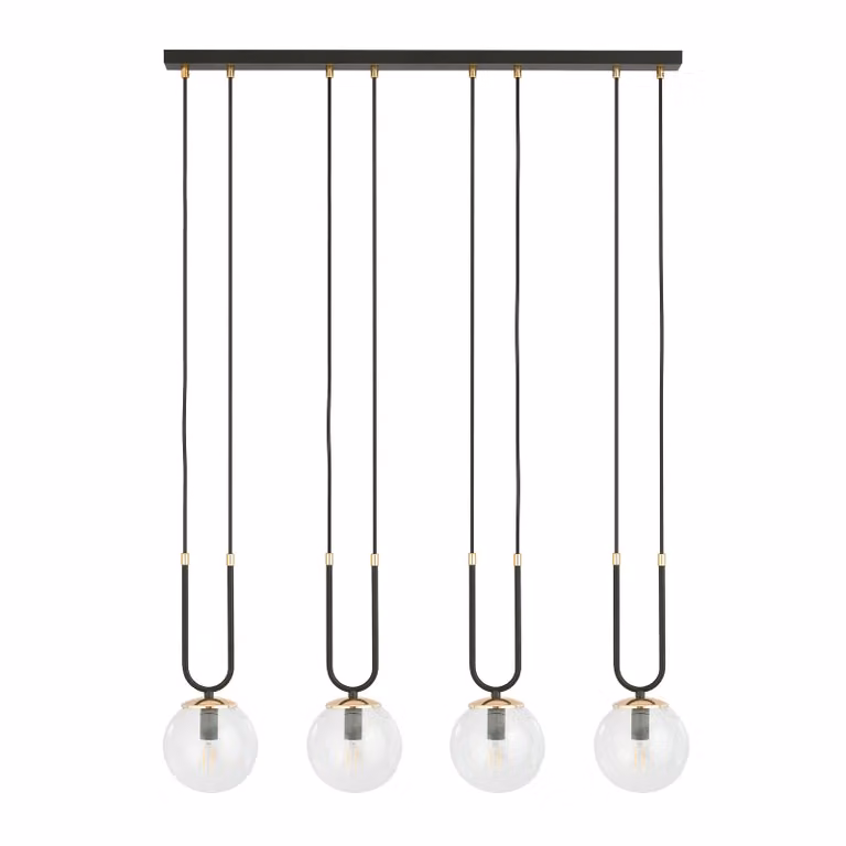 Lampadario Emibig 4xE14 40W GLAM 4 NERO/TRASPARENTE 1114/4