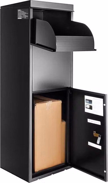 Cassetta Postale per Pacchi da Esterno in Acciaio Zincato con Serratura a Codice, Colore Nero, L/P/H: 35,5 x 29,5 x 105,5 cm – 1