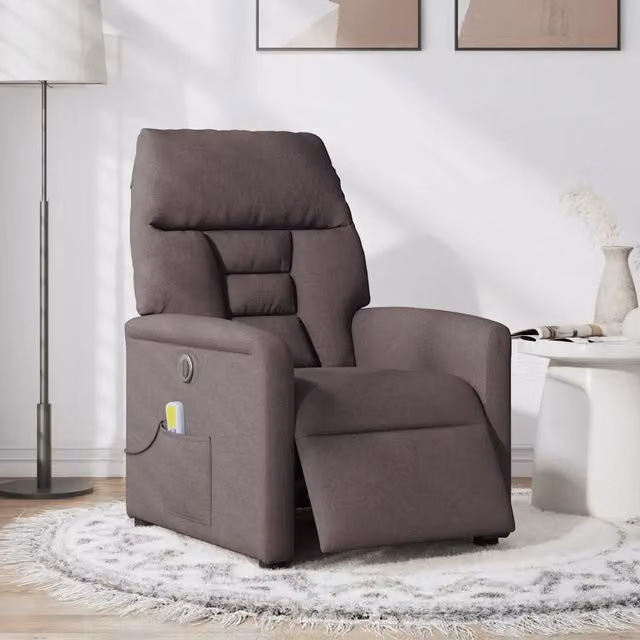 Poltrona Relax Reclinabile Elettrica vidaXL in Tessuto Marrone con Braccioli