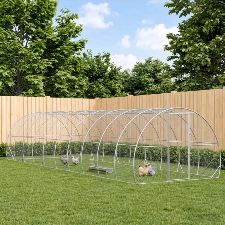 vidaXL Pollaio Argento 1000 x 300 x 200 cm Acciaio zincato