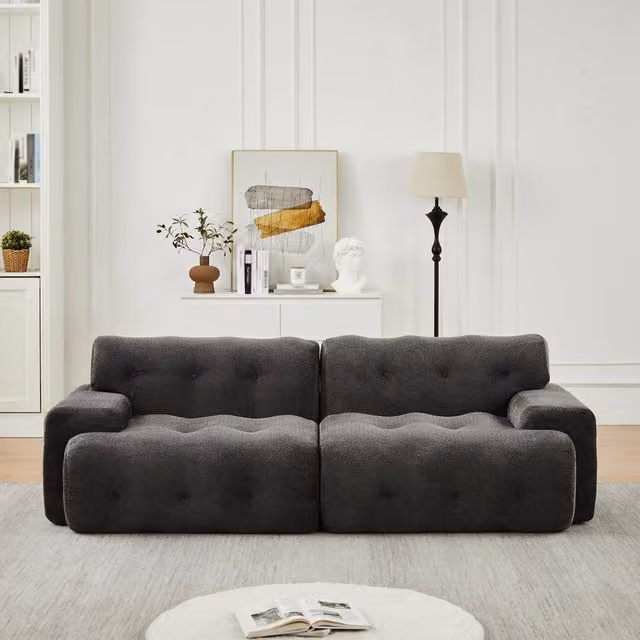 Divano 2 Posti Cloud con Braccioli Larghi e Bottoni ¨C MINIMAL ¨C Grigio