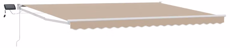 Tenda retrattile manuale con LED Beige e Bianco 4 × 3 m
