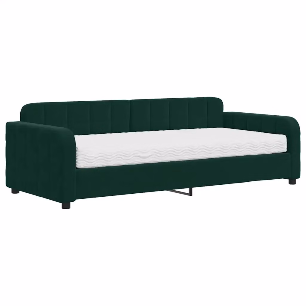 Divano Letto Moderno vidaXL in Velluto Verde con Materasso in Schiuma L/P/H: 90 x 200 cm – 2