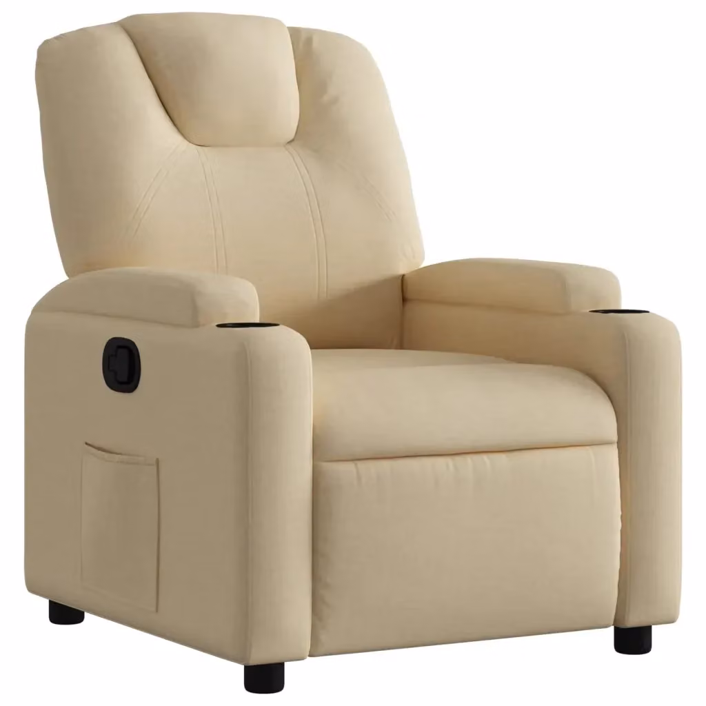 Poltrona Reclinabile Relax vidaXL in Tessuto Beige con Braccioli e Meccanismo Manuale – 2